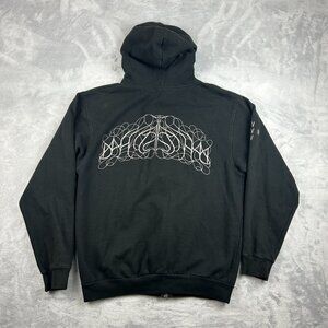Y2K Style Full Zip Mens Medium Black Cyber Grunge Goth Emo Skater Double Sided A